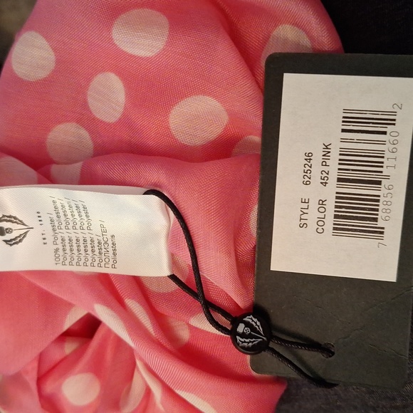 NWT Fraas Scarf Co Pink&White Poka-dotted Scarf. - Picture 5 of 7